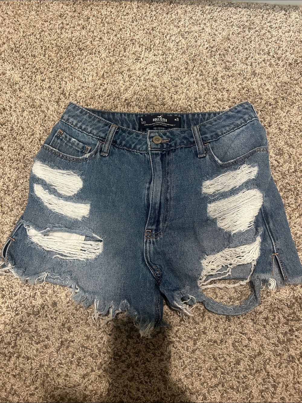 Hollister Blue Distressed Denim Cutoff Shorts